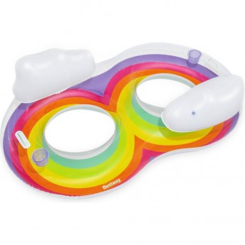 Надувной круг-кресло BESTWAY РАДУГА 186х116см для двоих, с ручками